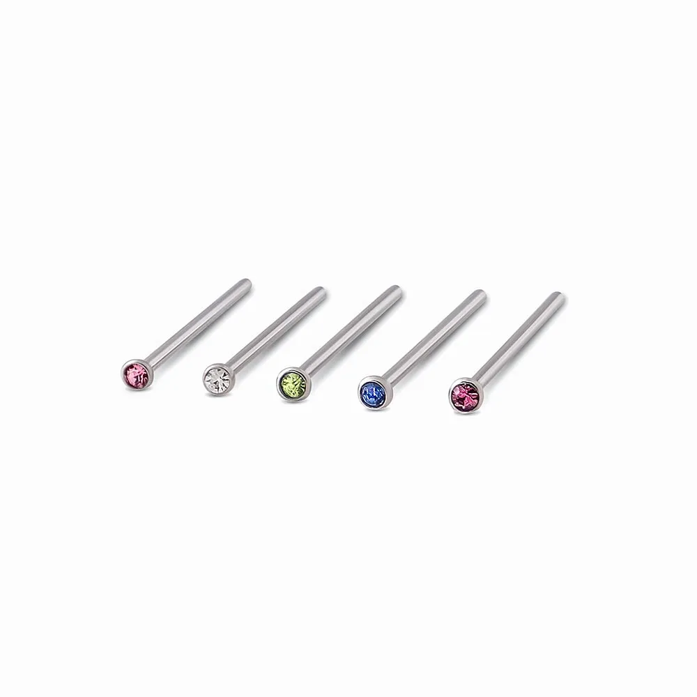 18g 11/16” Bezel Set Jewel Fishtail Nose Jewelry — Price Per 1