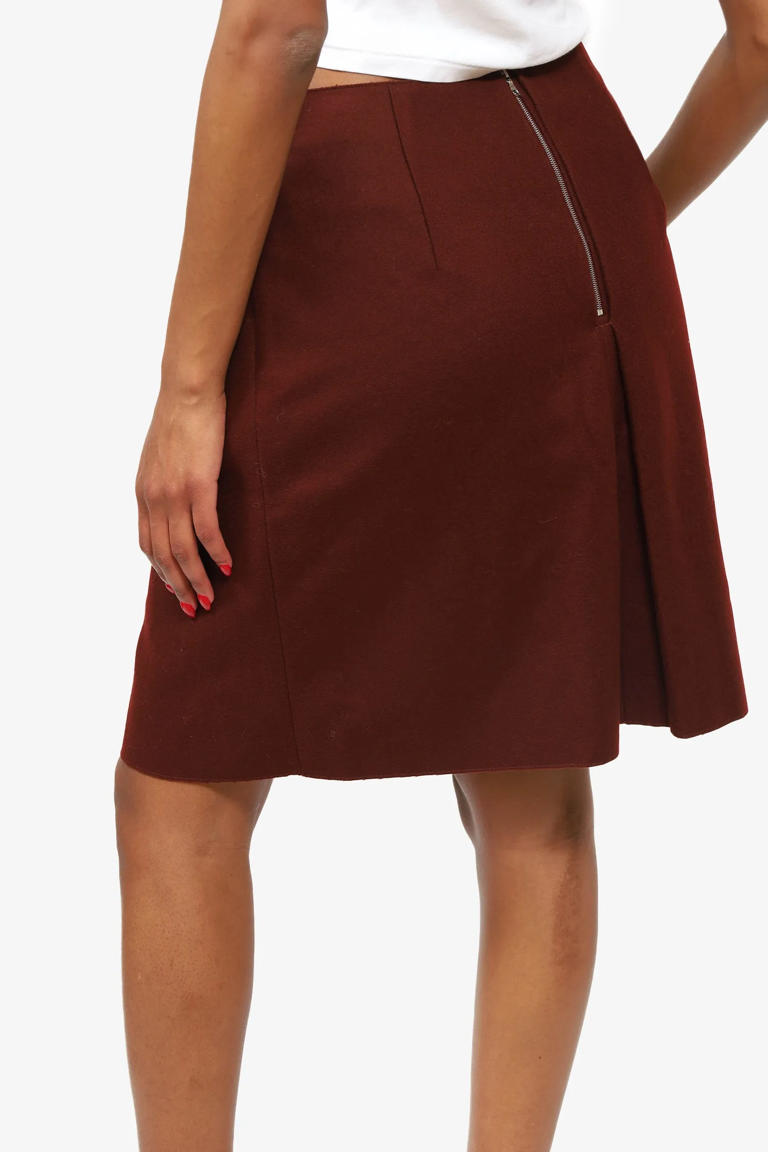 Acne Studios Burgundy Wool Mini Skirt Size 40