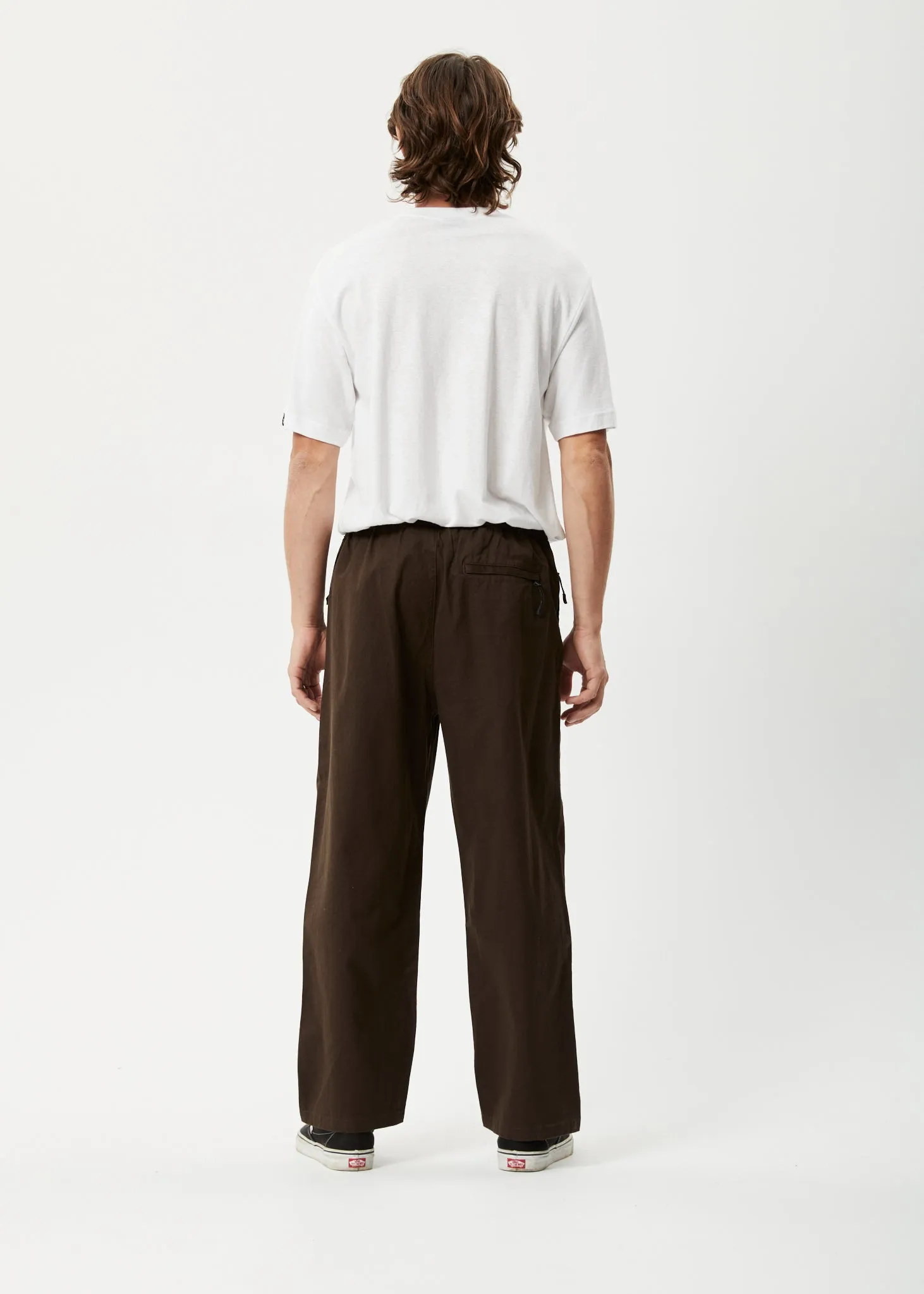 AFENDS Mens Cabal - Elastic Waist Relaxed Pants - Earth