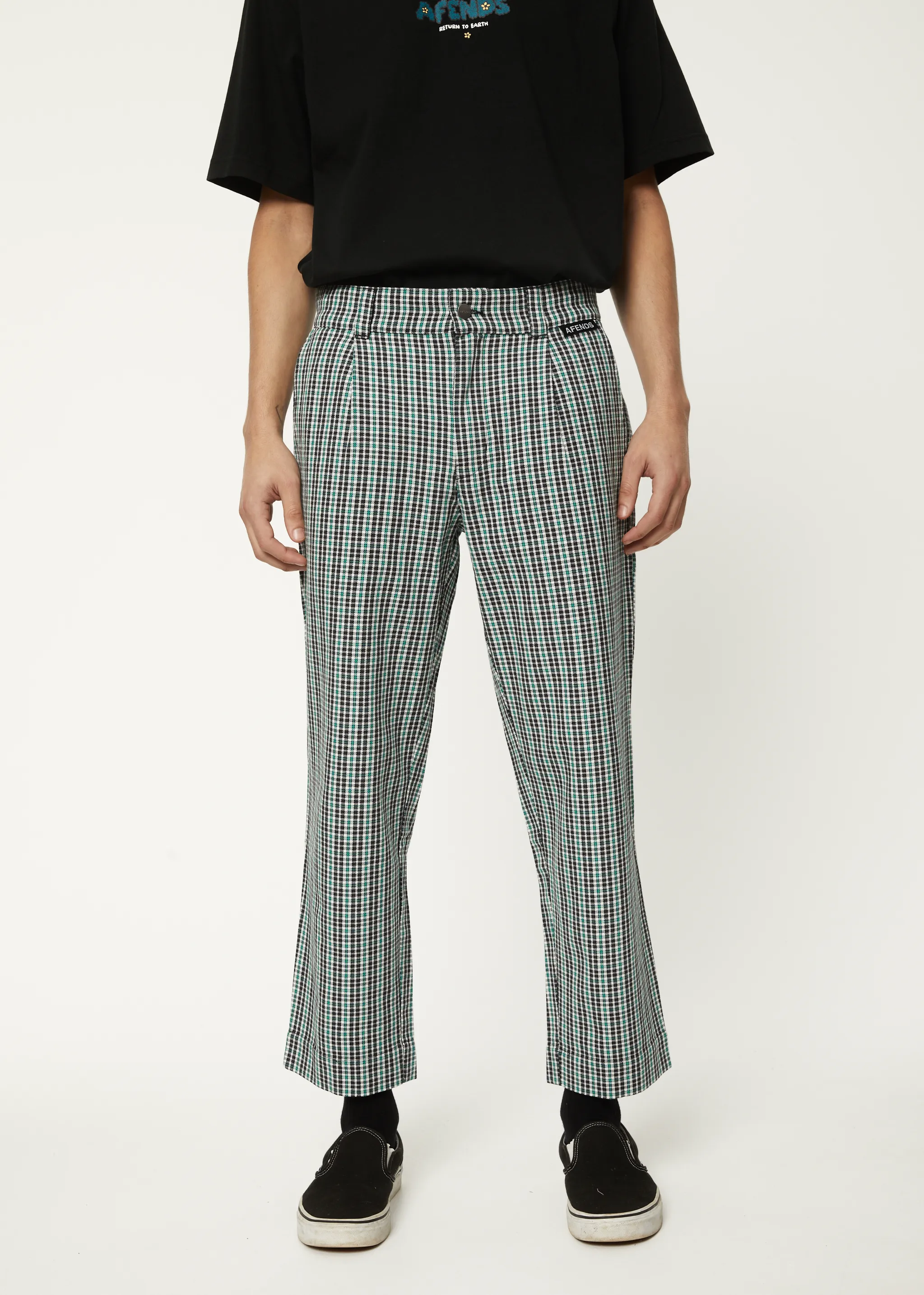 AFENDS Mens Mixed Business - Suit Pants - Black Check