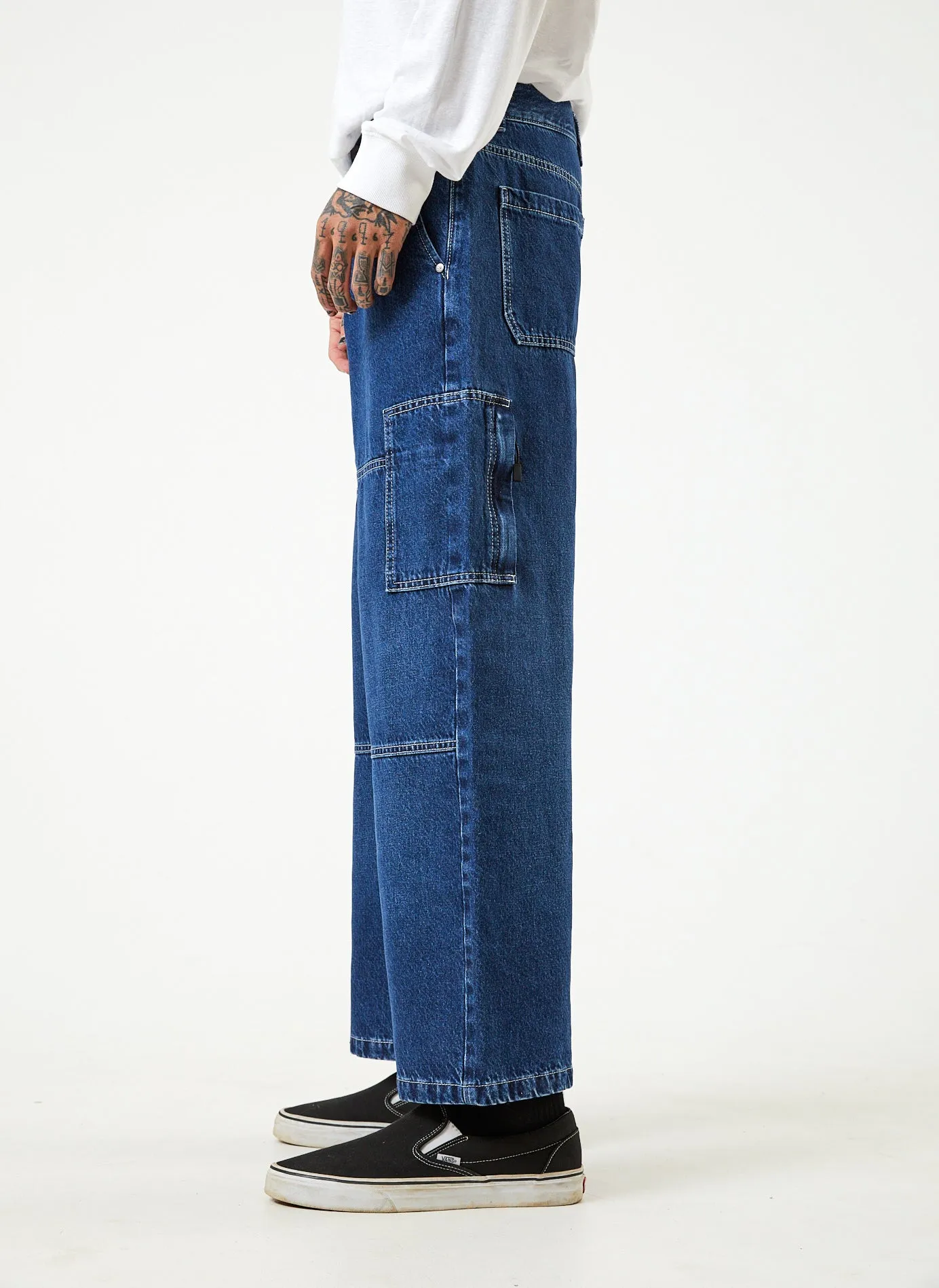 AFENDS Mens Richmond - Denim Baggy Carpenter Jeans - Original Rinse