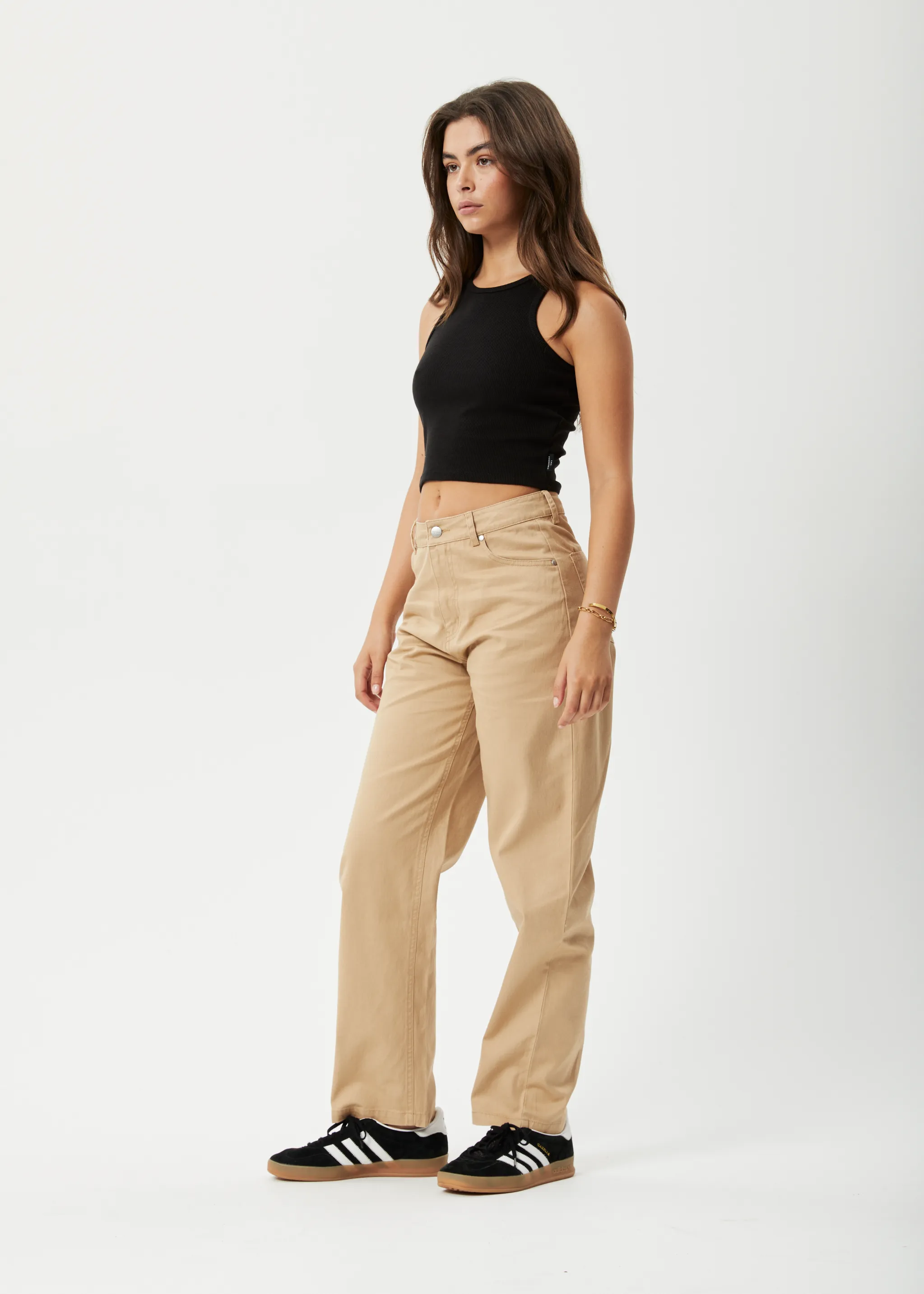 AFENDS Womens Shelby - Wide Leg Pants - Tan