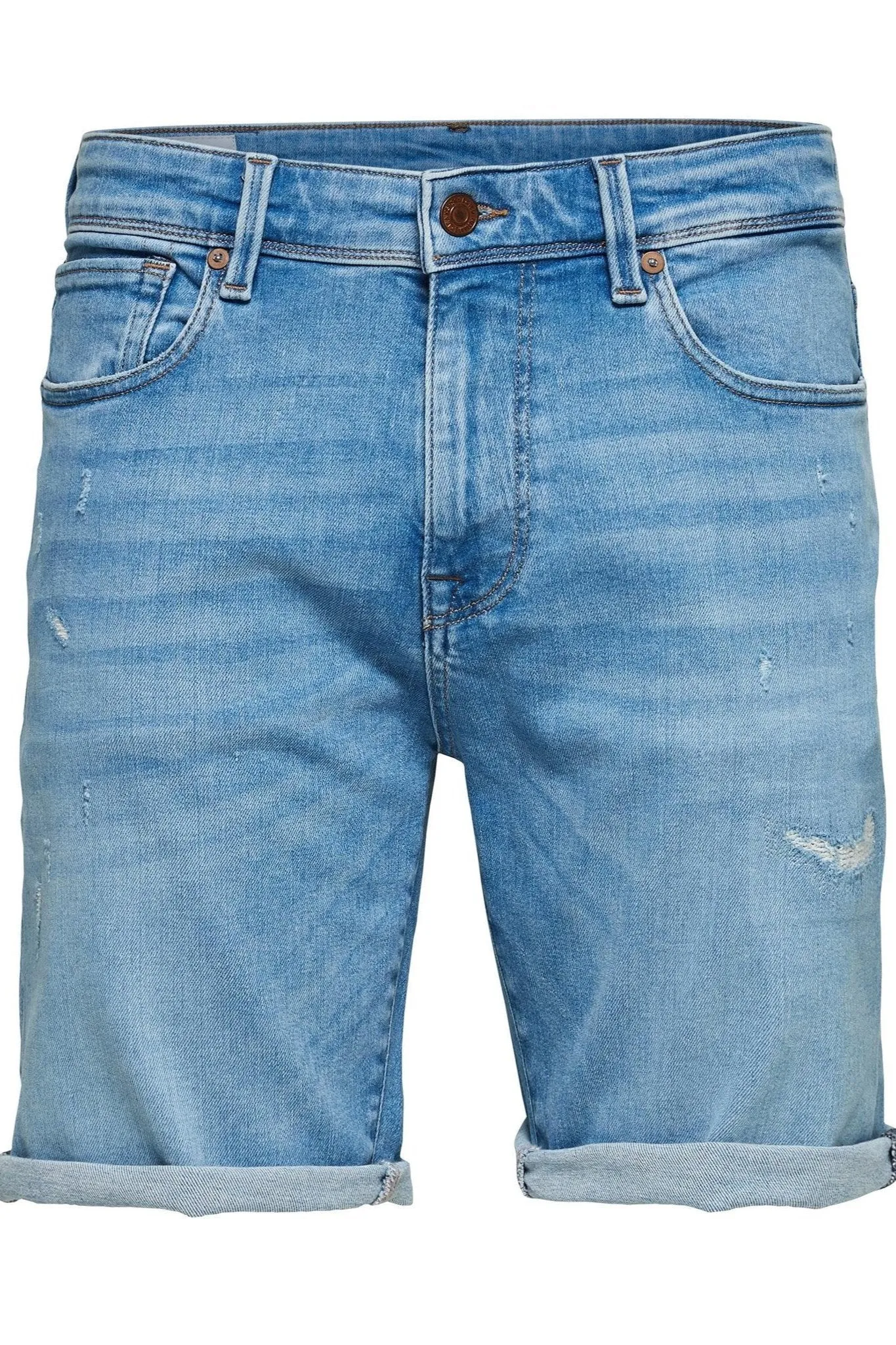 Alex Ripped Shorts - Light Blue Denim