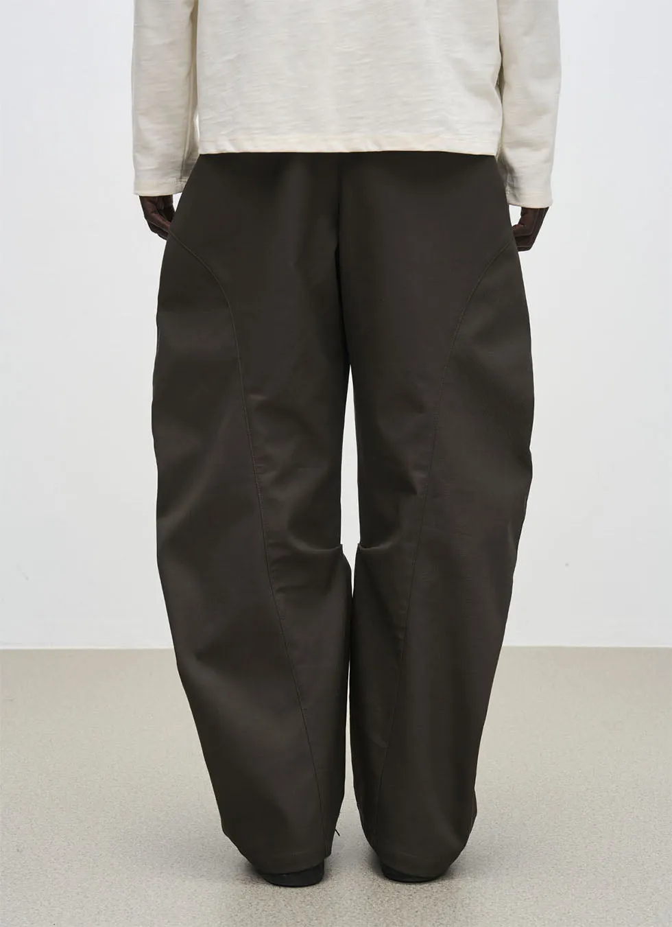 Arched wide-leg casual pants