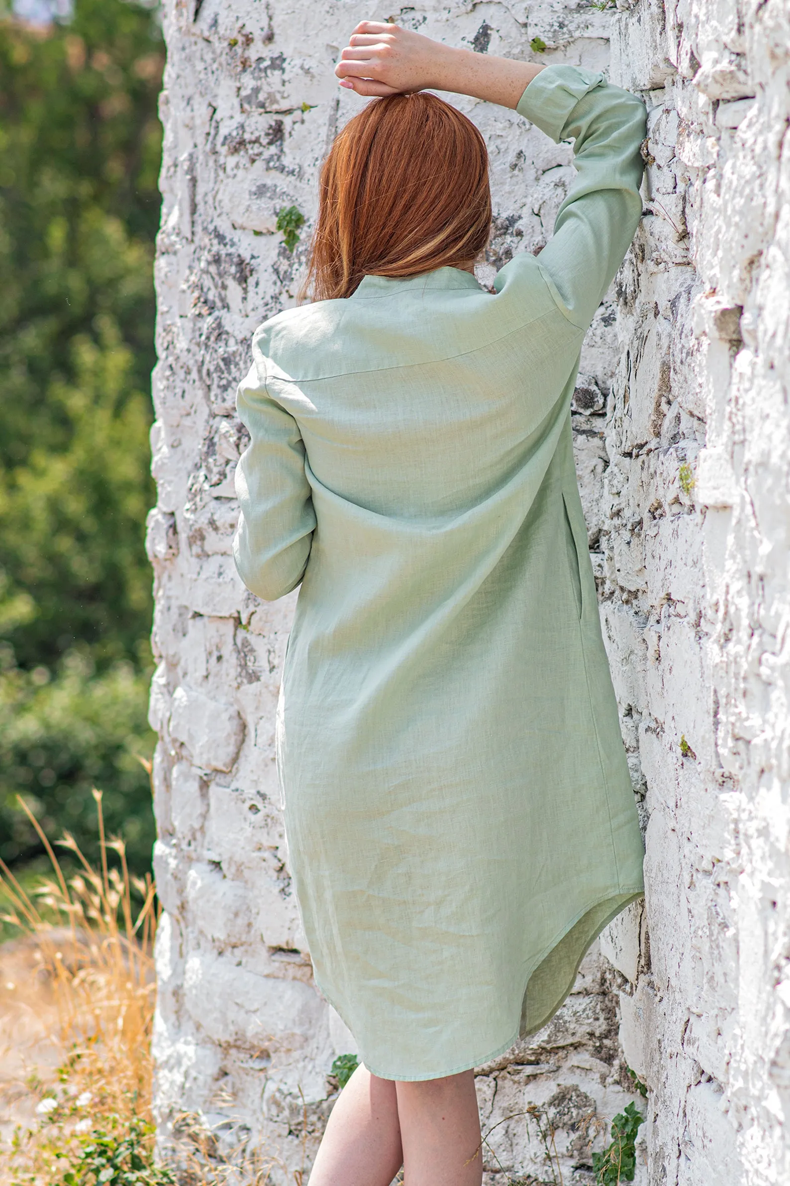 Belted Linen Shirt Dress