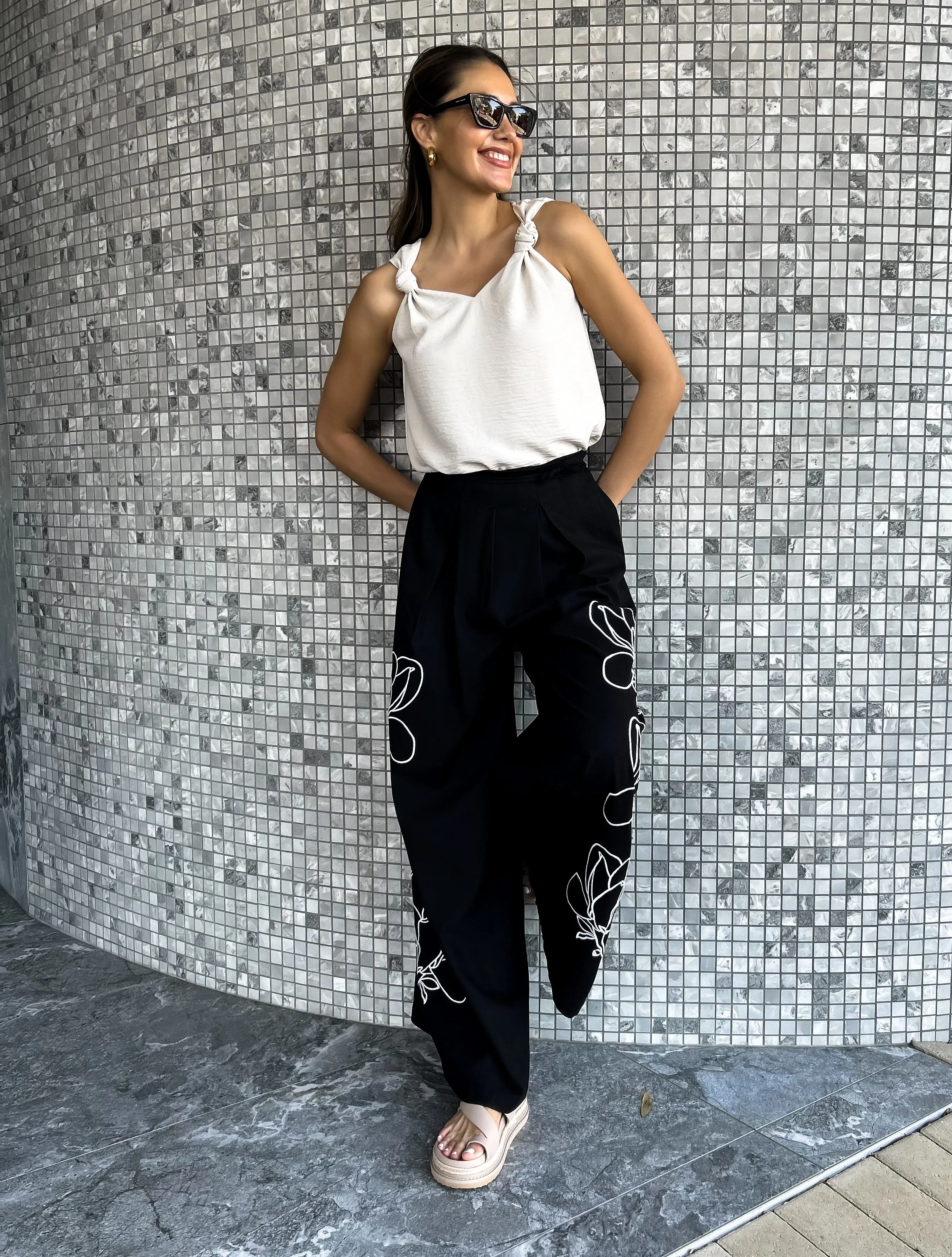 BESSIE Wide Leg Linen Pants