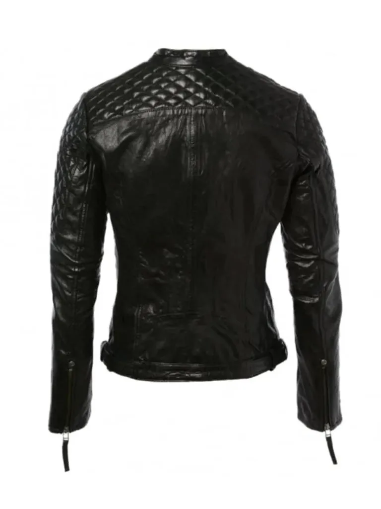 Black Quilted Genuine Leather Jacket