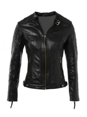 Black Quilted Genuine Leather Jacket