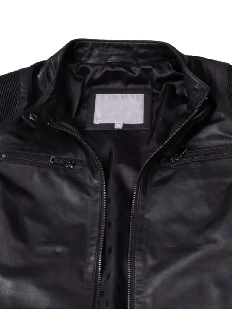 Black Slim Fit Biker Leather Jacket