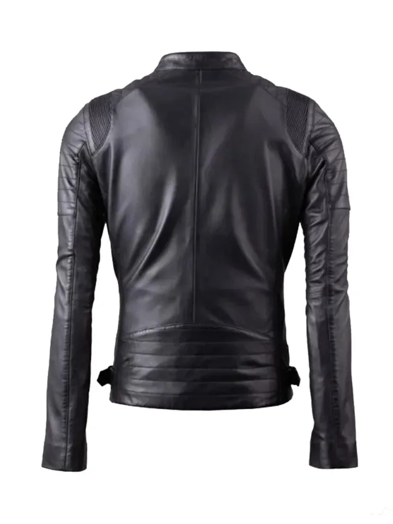 Black Slim Fit Biker Leather Jacket