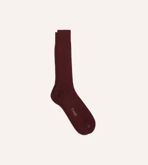 Burgundy Cotton Mid-Calf Socks