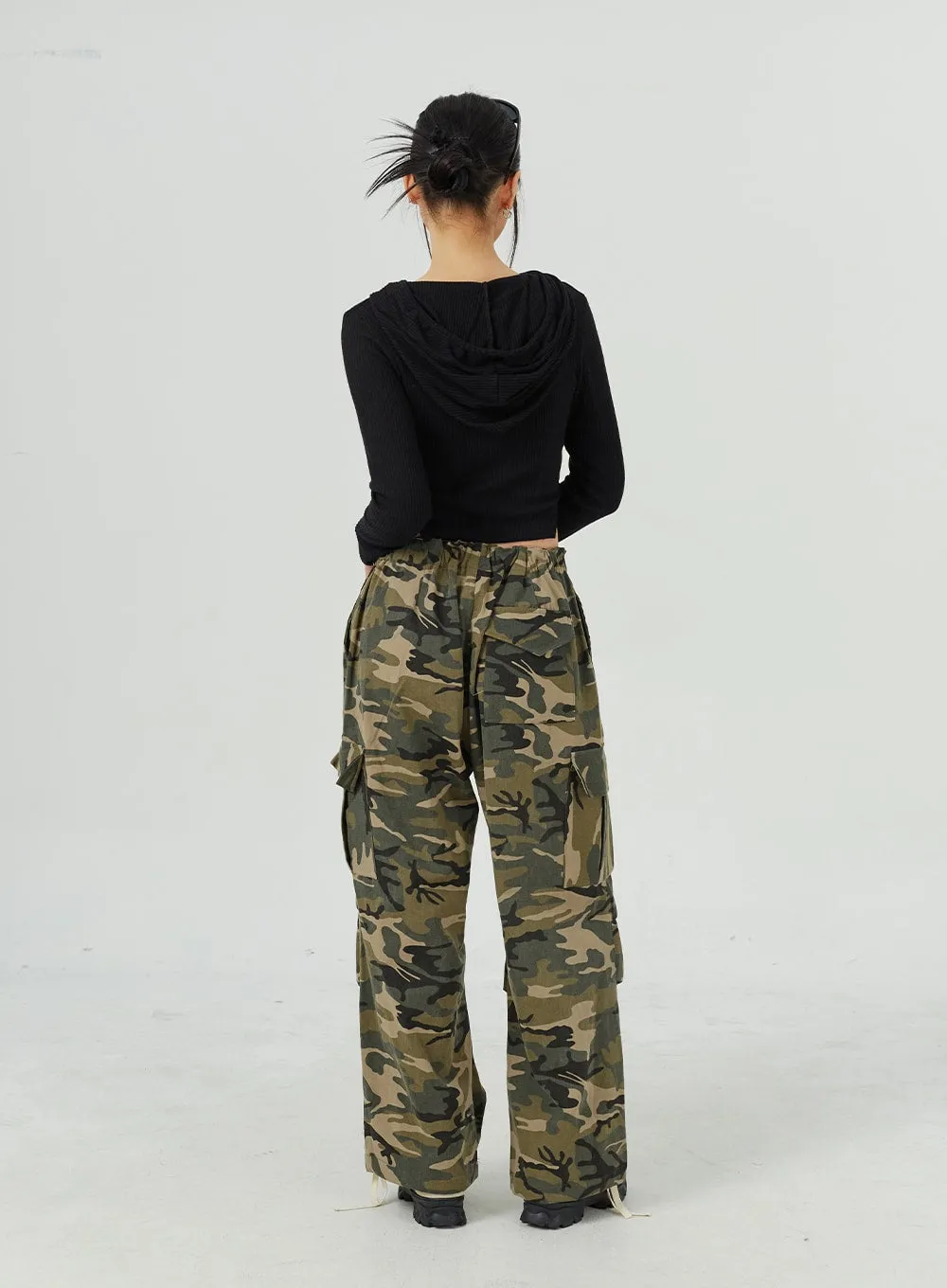 Camo Cargo Wide Leg Pants CM317