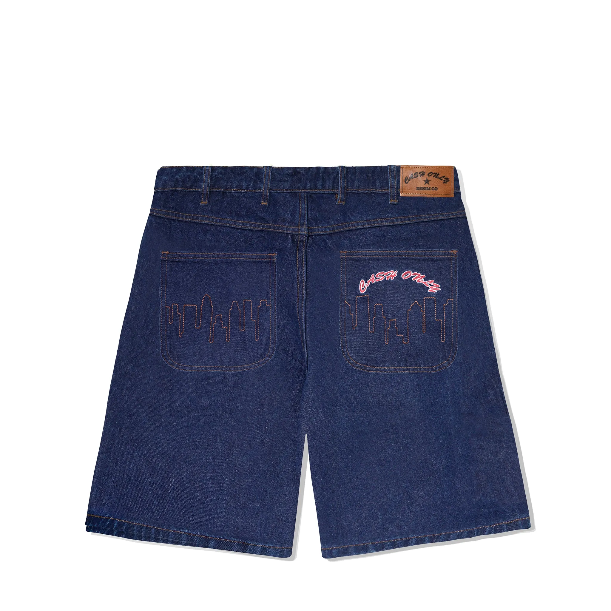 Cash Only Logo Denim Shorts Raw Indigo