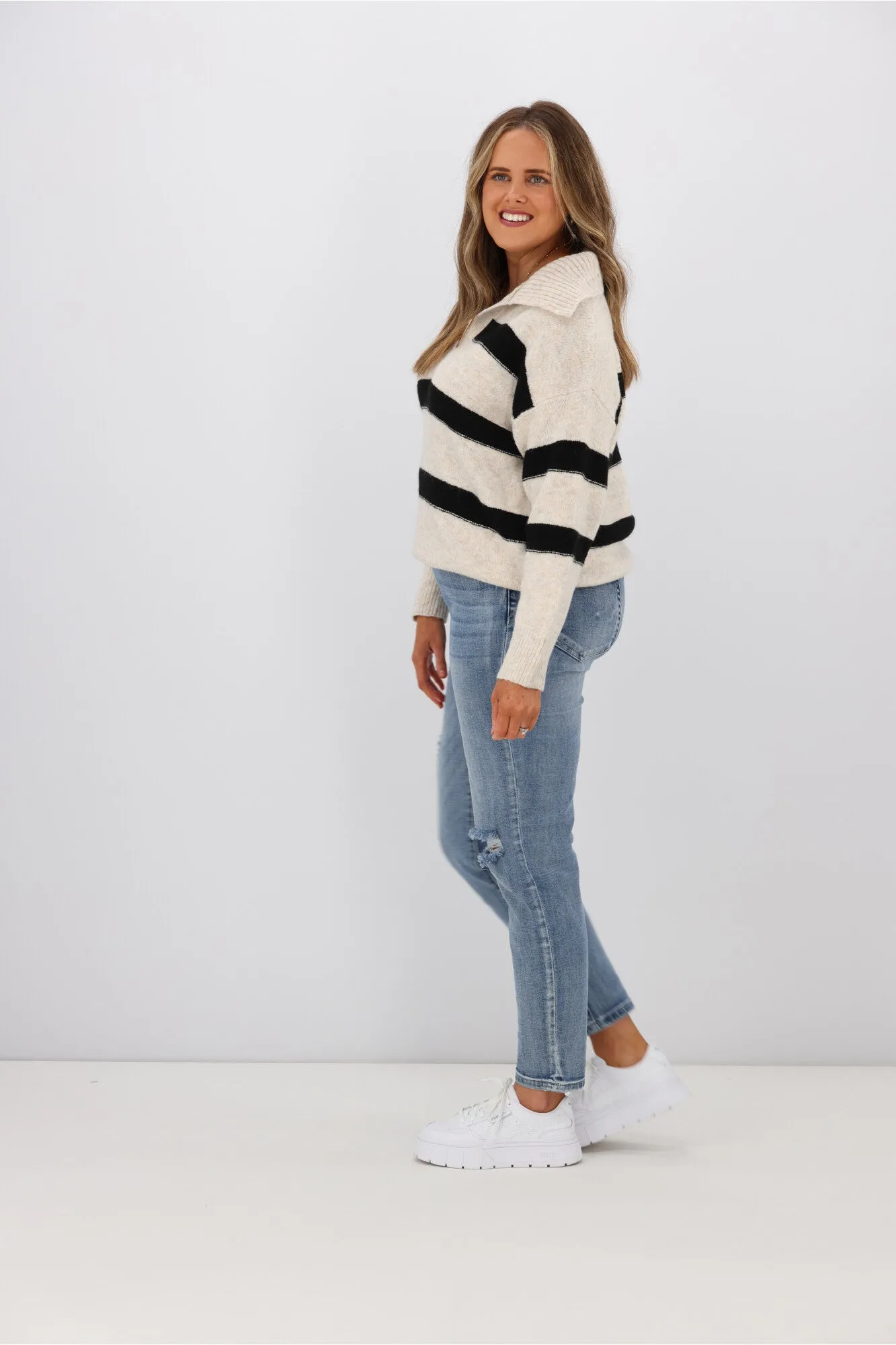 Charlotte the Label Esme Stripe Knit Oatmeal