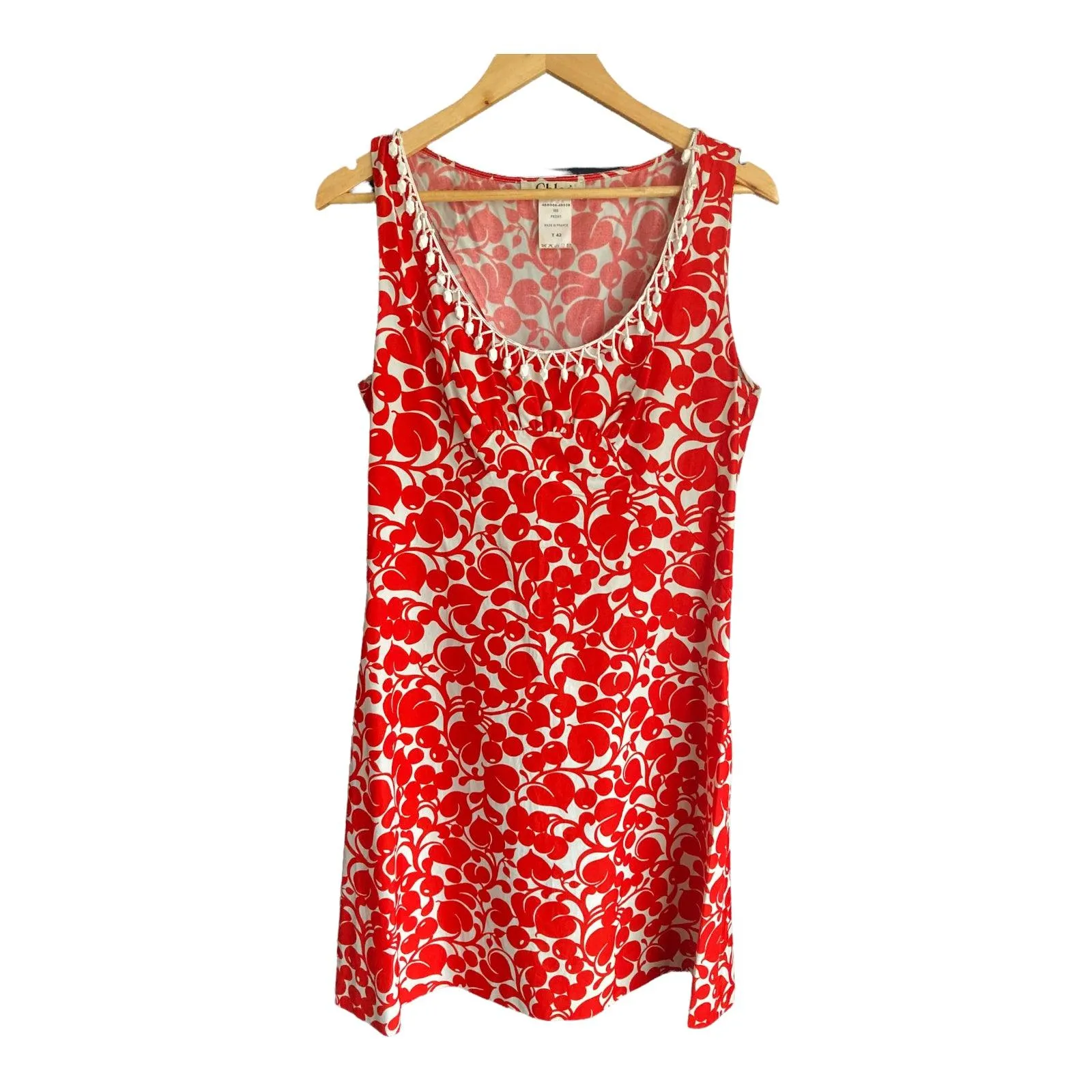 Chloe Red And White Patterned Sleeveless Dress UK Size 14