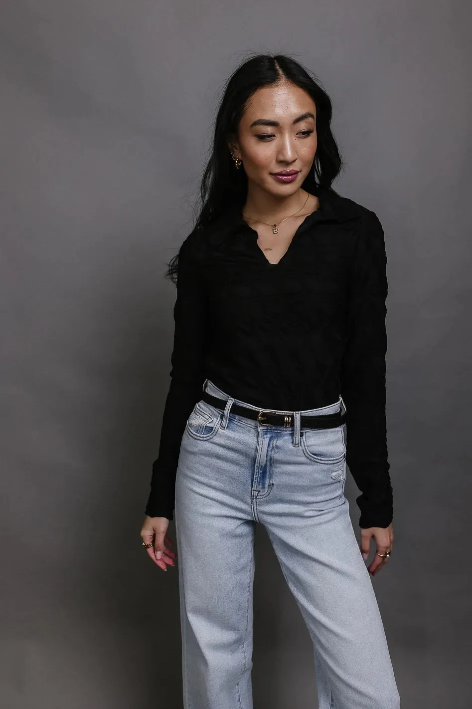 Darra Textured Top in Black - FINAL SALE