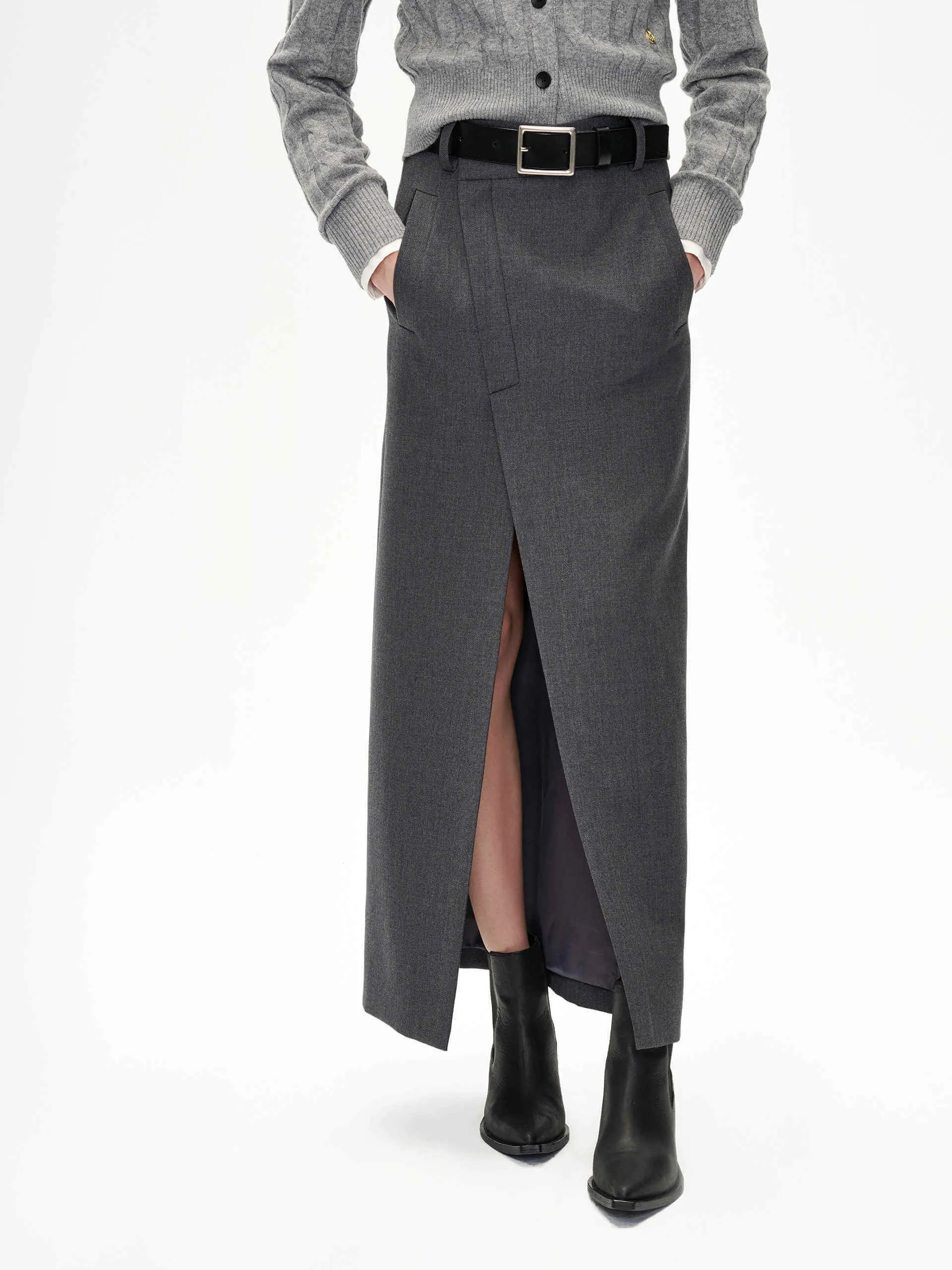 Deconstruct Slit Straight Skirt