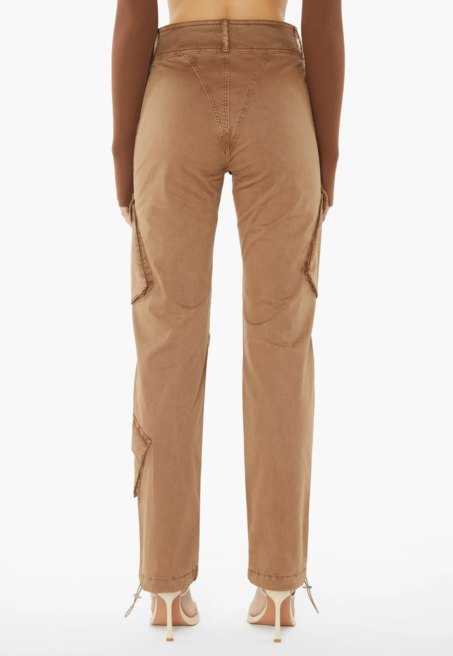 Double Waistband Cargo Pants - Brown