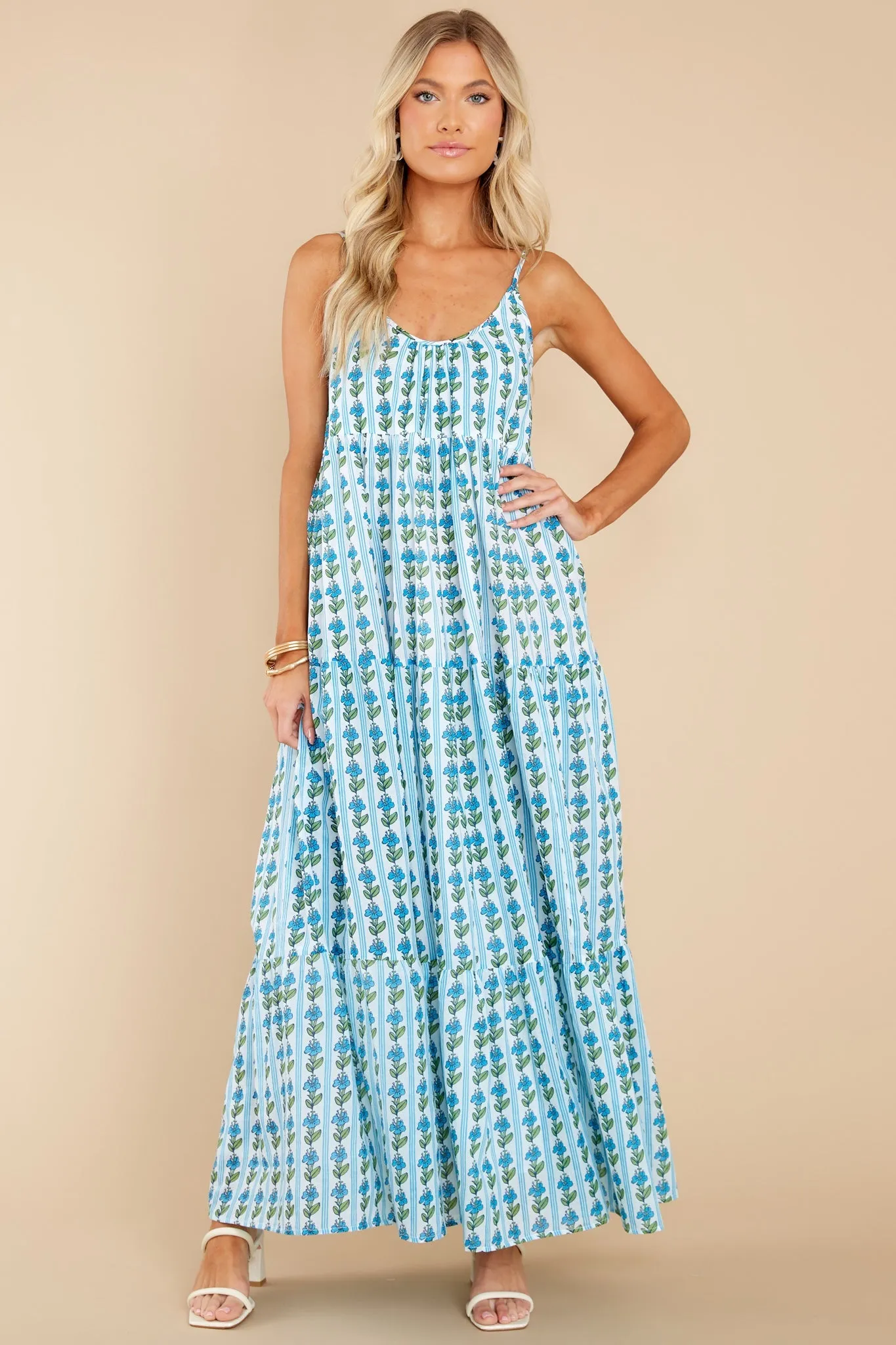 Emily Floral Stripe Pool Long Dress