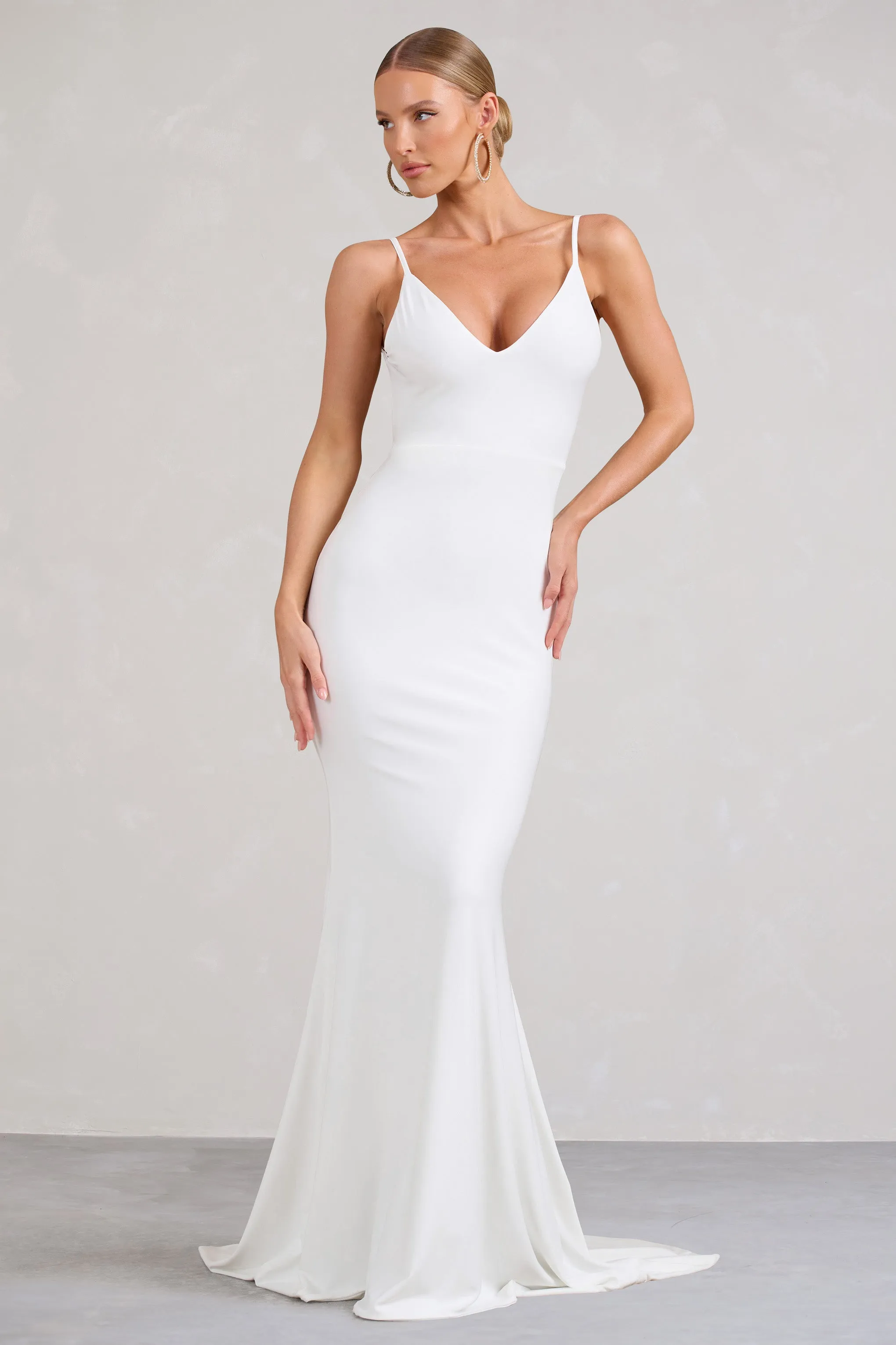 Endless Love | White Backless Knot Detail Fishtail Maxi Dress