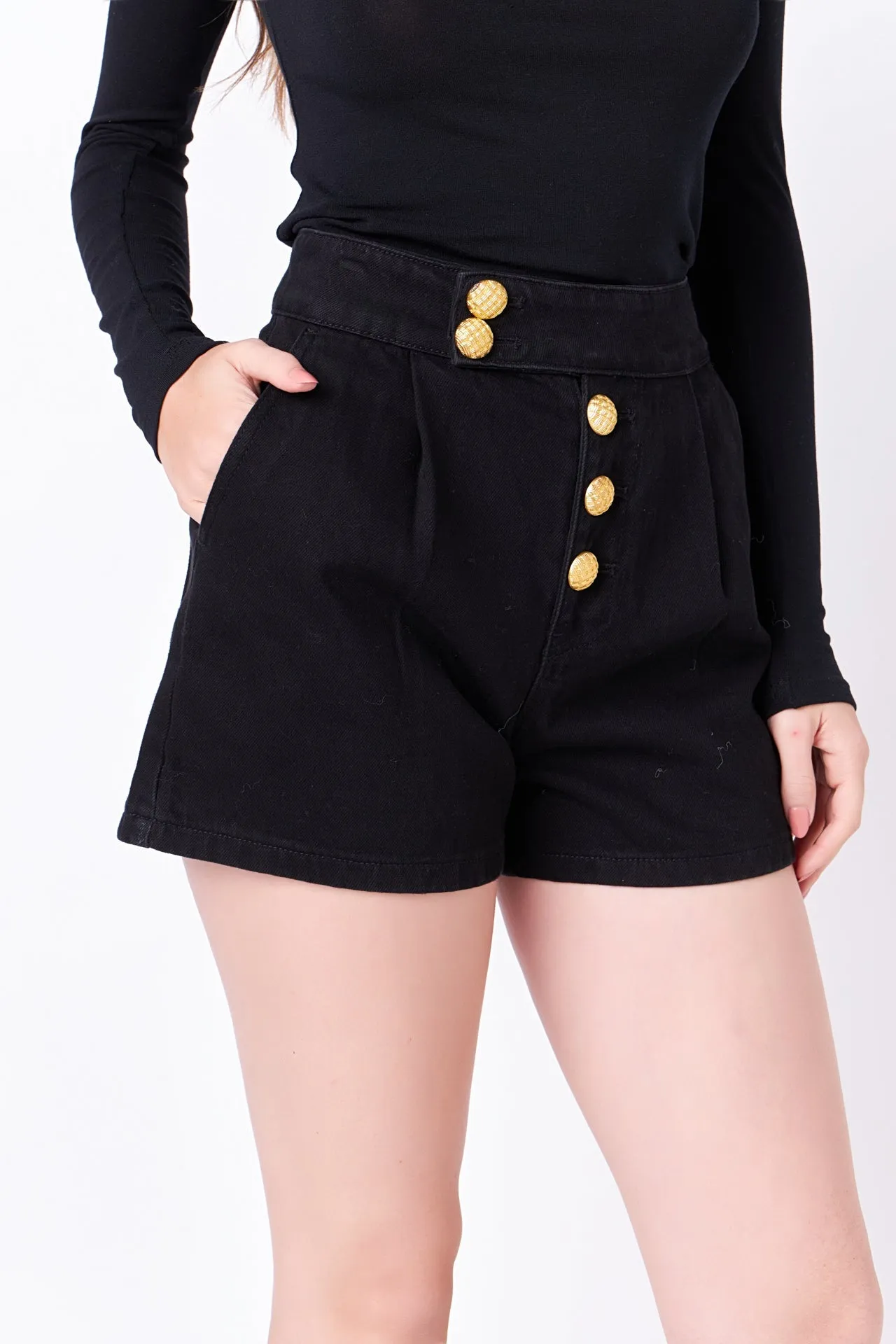 English Factory - Buttoned Denim Shorts