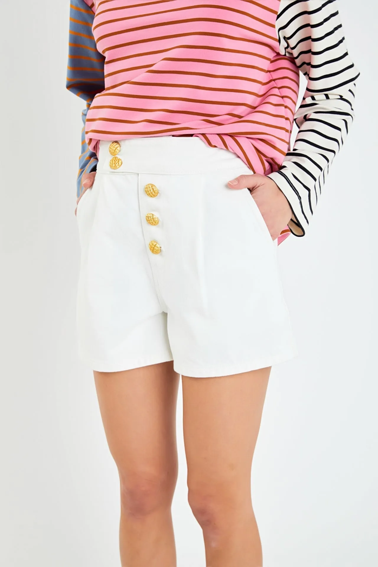 English Factory - Buttoned Denim Shorts