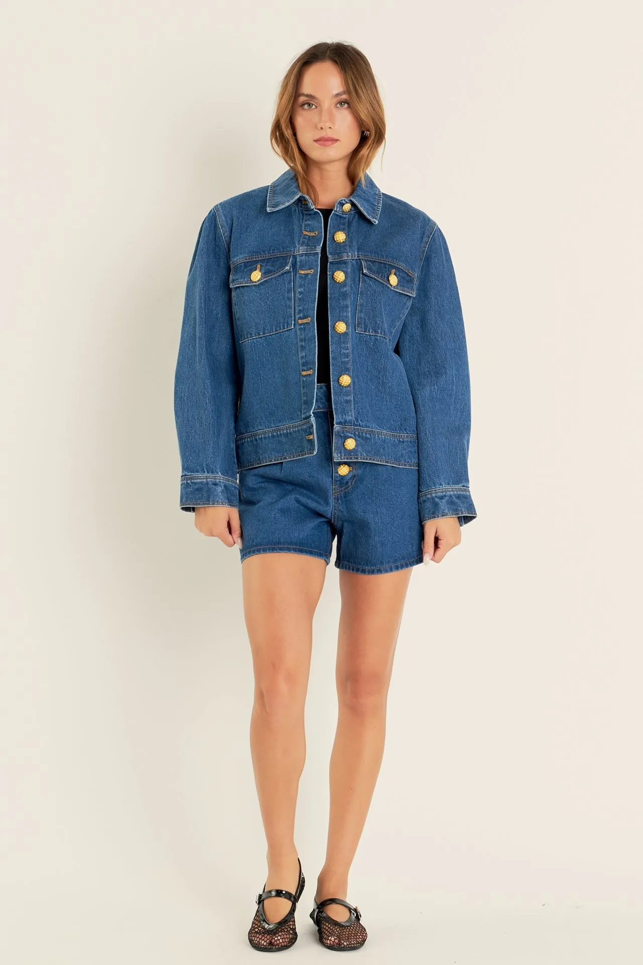 English Factory - Buttoned Denim Shorts