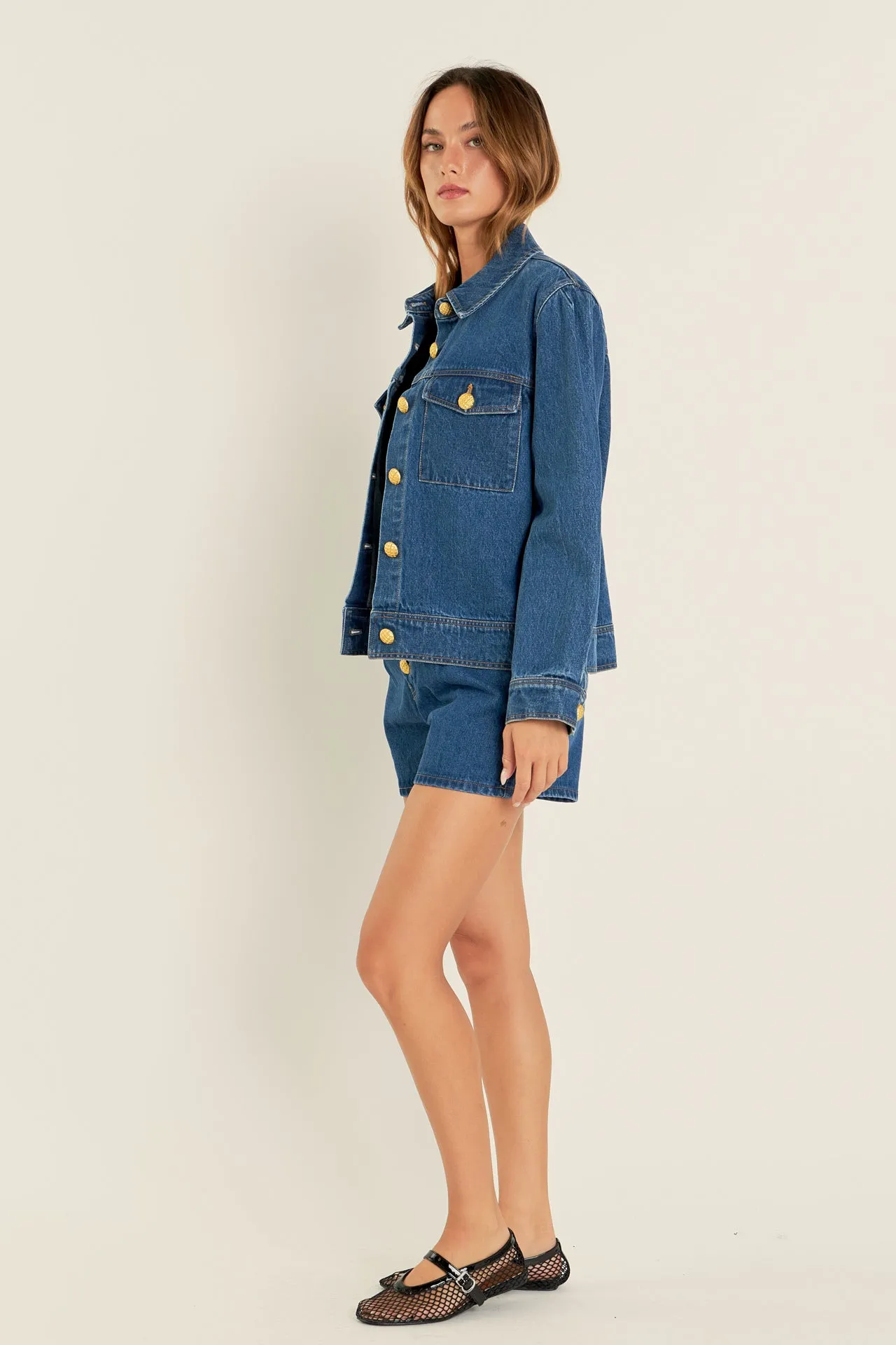 English Factory - Buttoned Denim Shorts