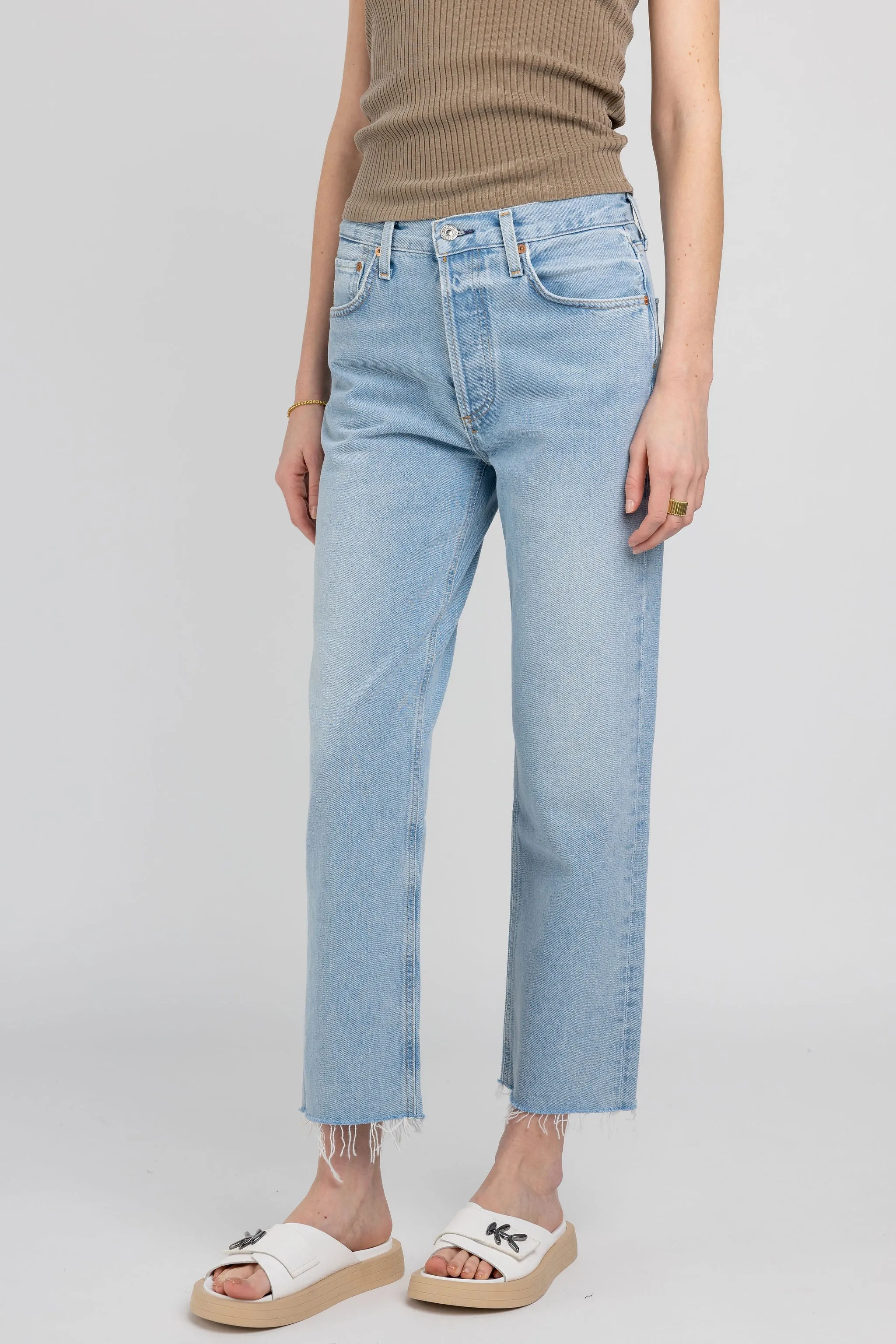 Florence Wide Leg Straight Jean in Scout