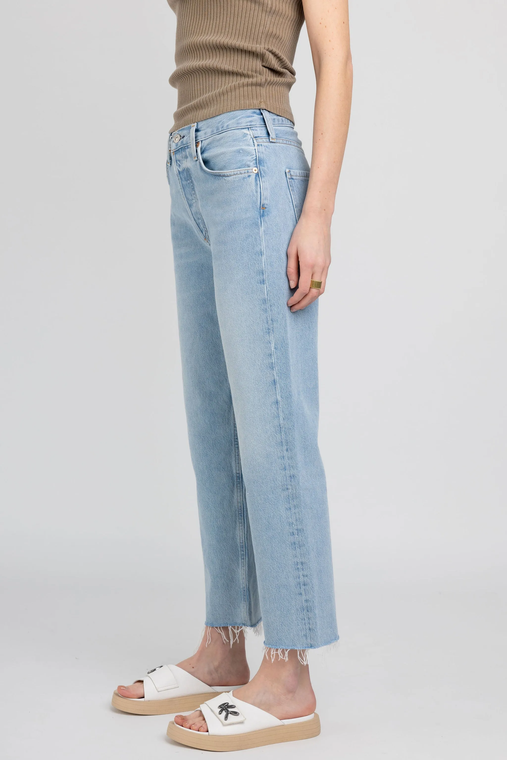 Florence Wide Leg Straight Jean in Scout