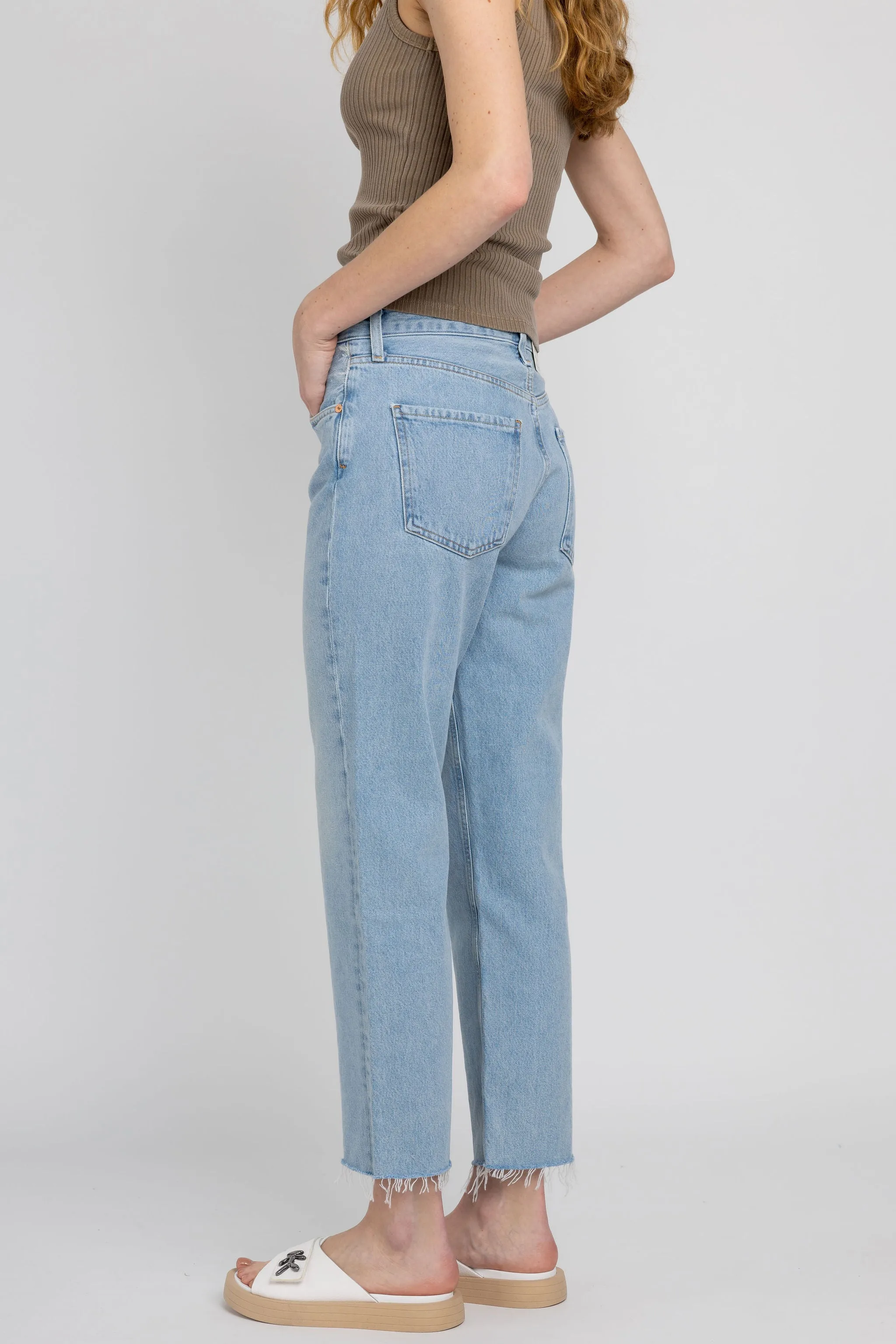 Florence Wide Leg Straight Jean in Scout