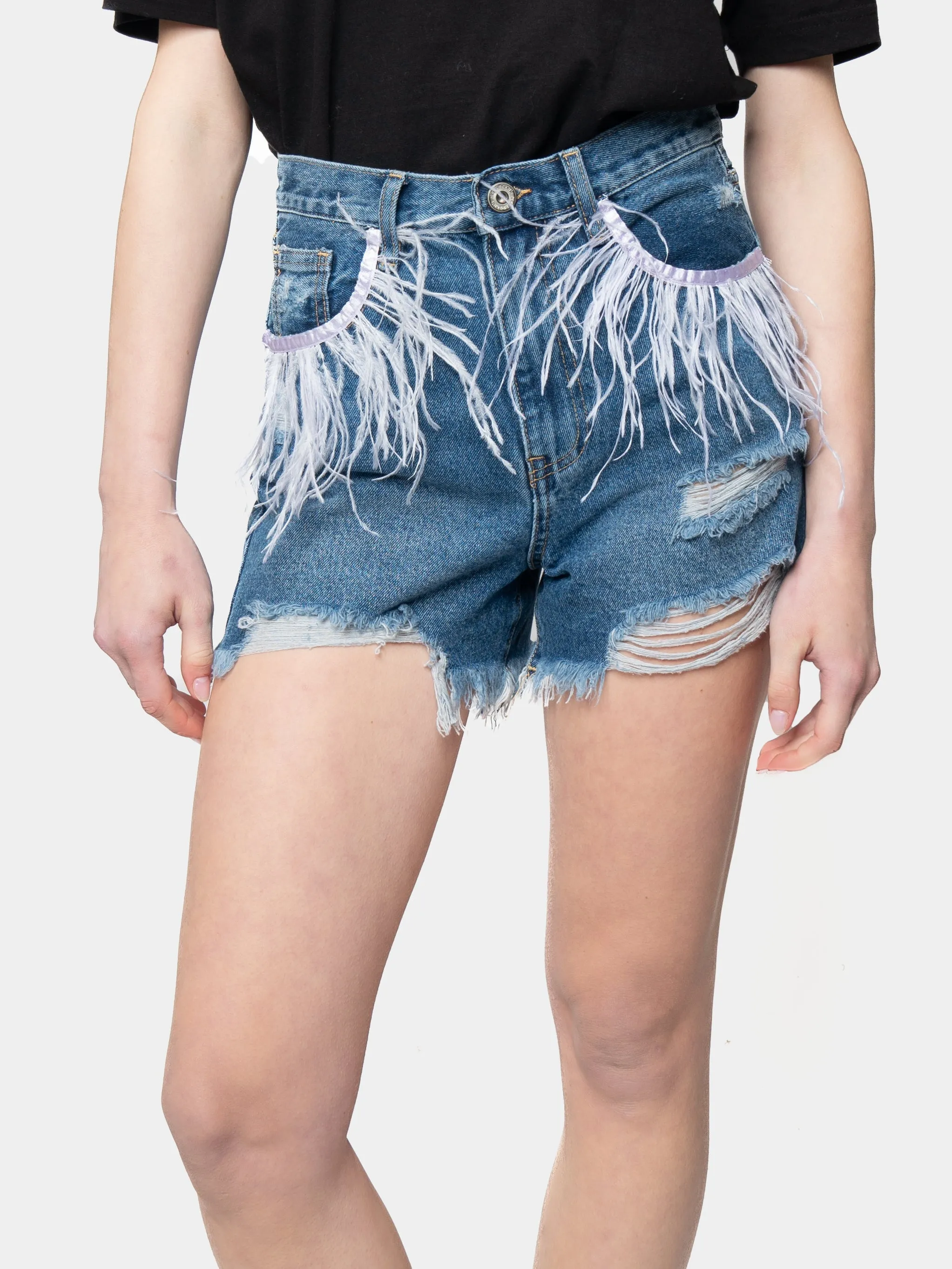 FORMENTERA - Lilac Marabou Feather Shorts