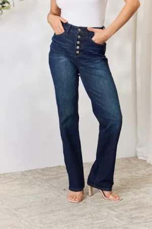 Full Size Button-Fly Straight Jeans