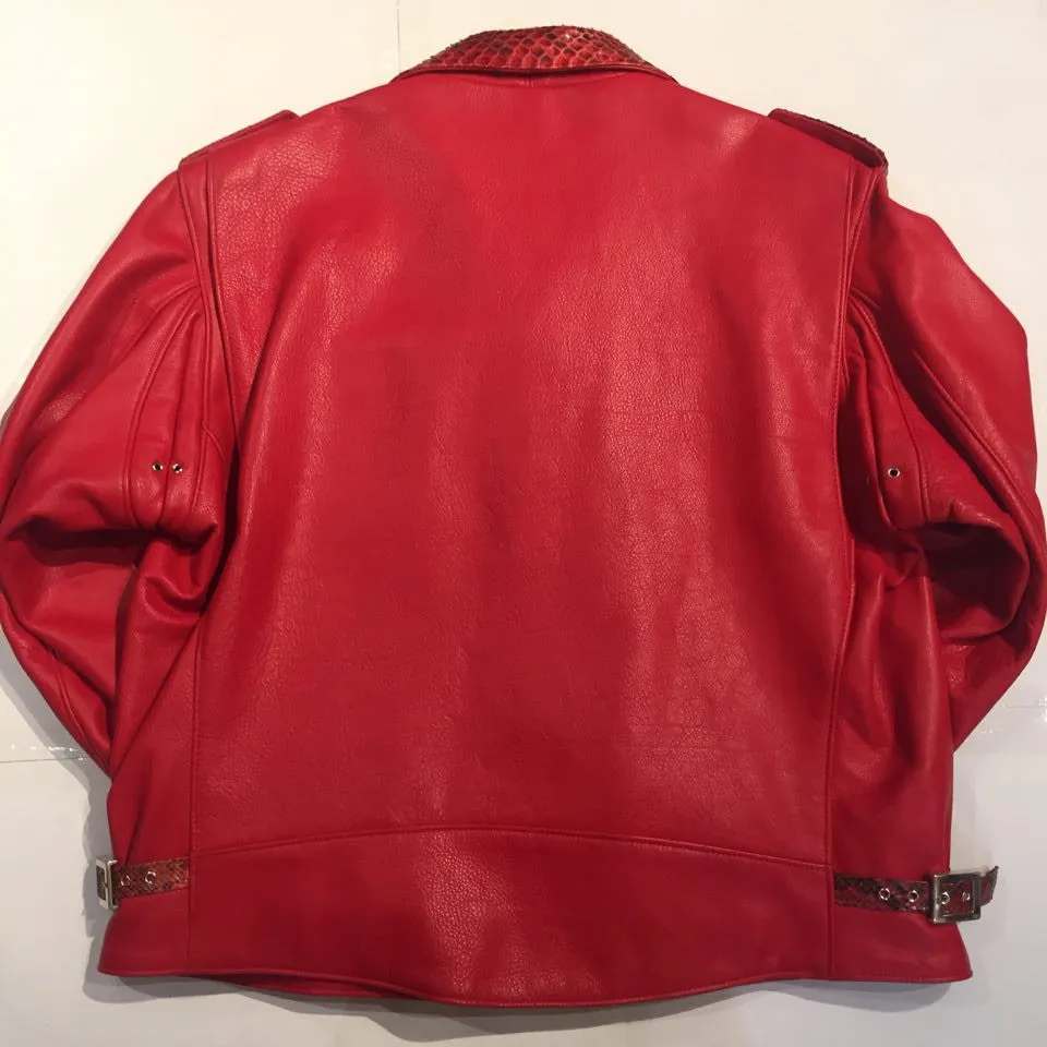 G-Gator Candy Red Diamond Back Python Biker Jacket