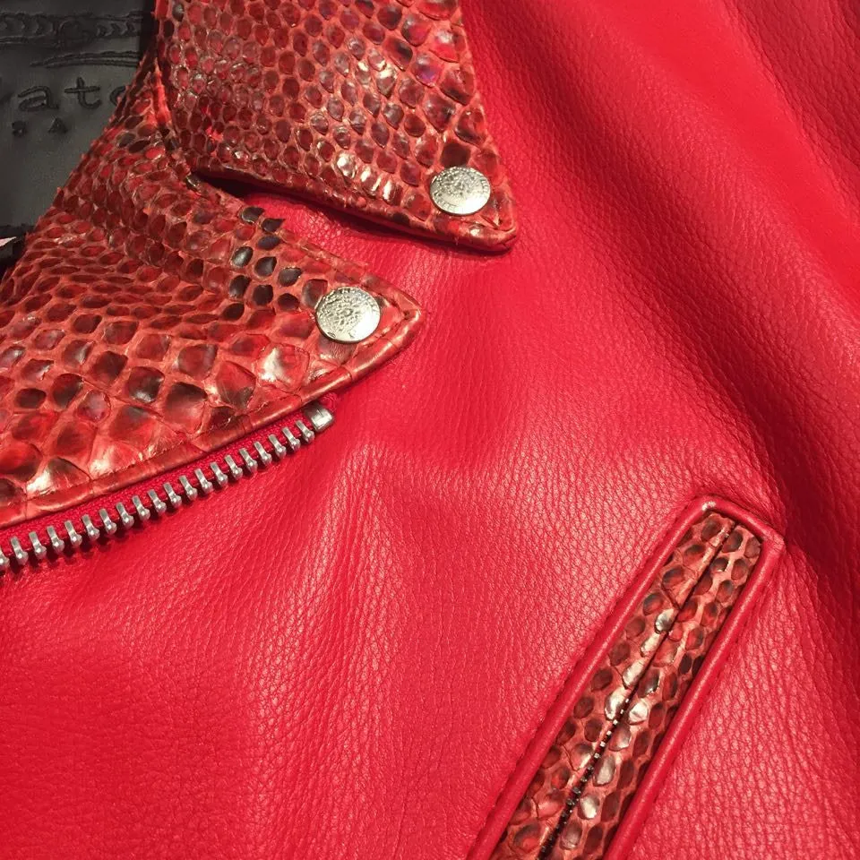 G-Gator Candy Red Diamond Back Python Biker Jacket