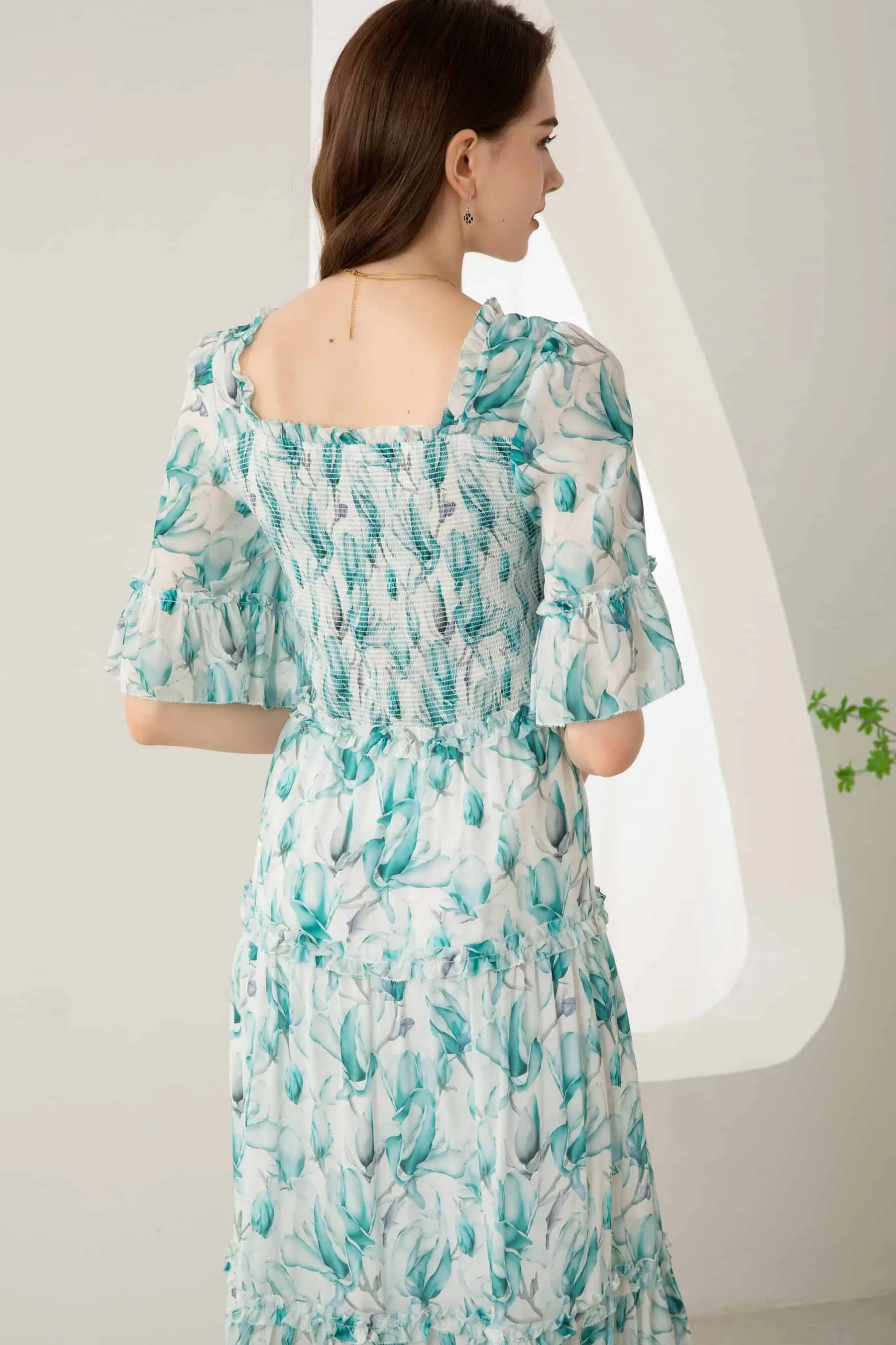 GDS Risette Silk  Long Dress | Blue Print