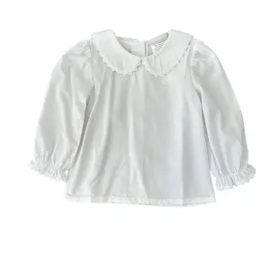 Girls Woven Peter Pan LS Top