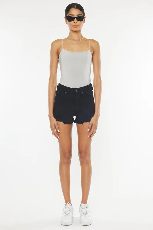 High Rise Black Denim Shorts