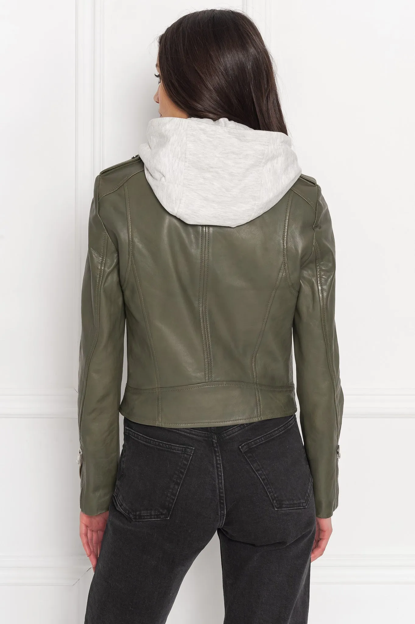 HOLY | Leather Biker Jacket with Removable Hood