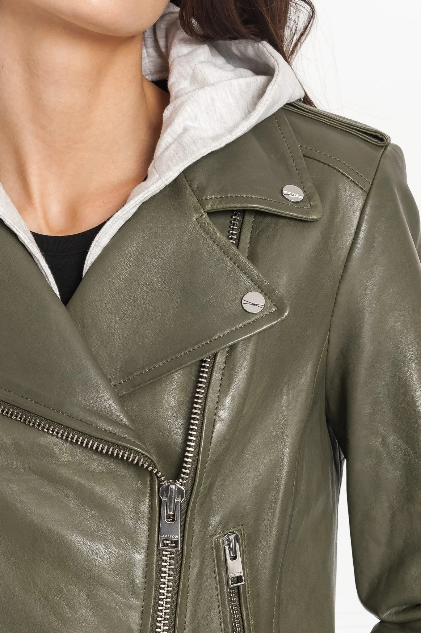 HOLY | Leather Biker Jacket with Removable Hood