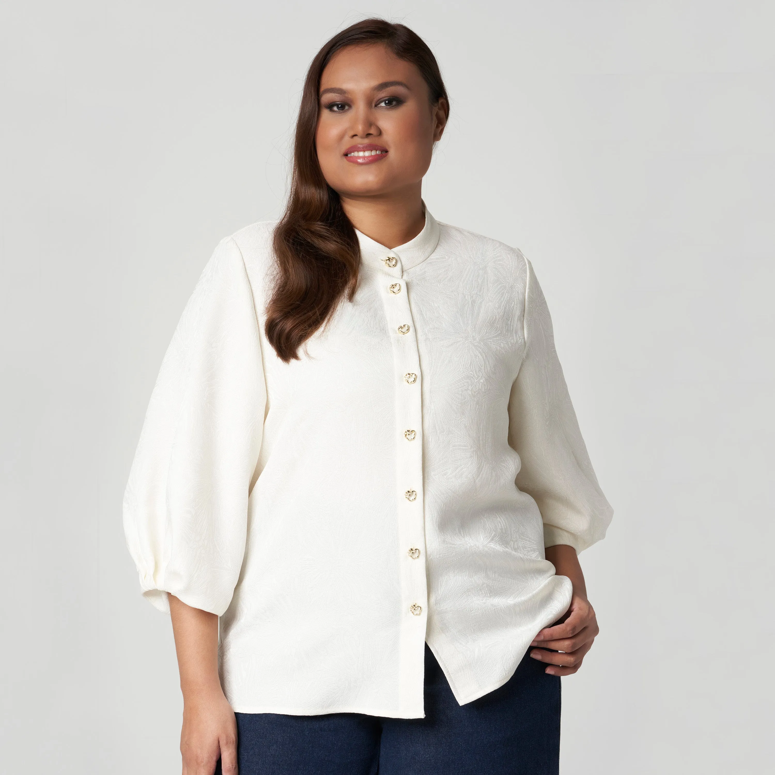 Jacquard Nehru Collared Top