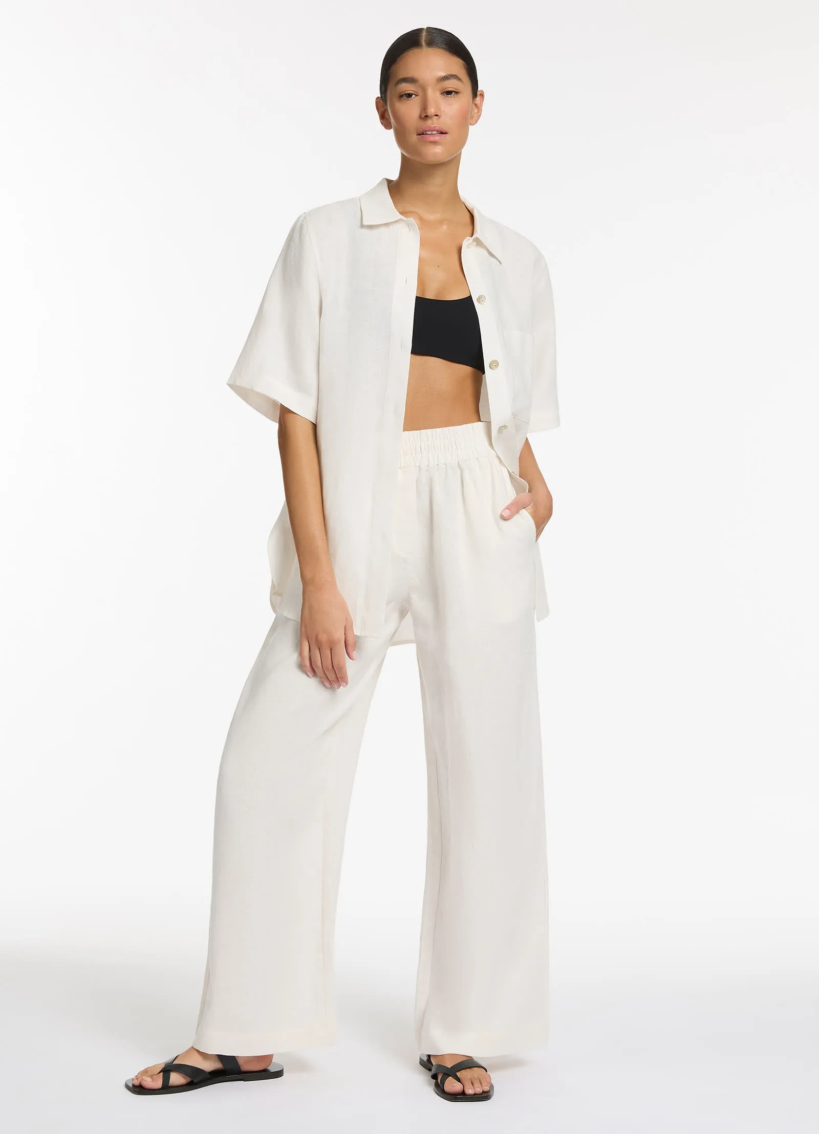 Jetset Wide Leg Pants - Chalk