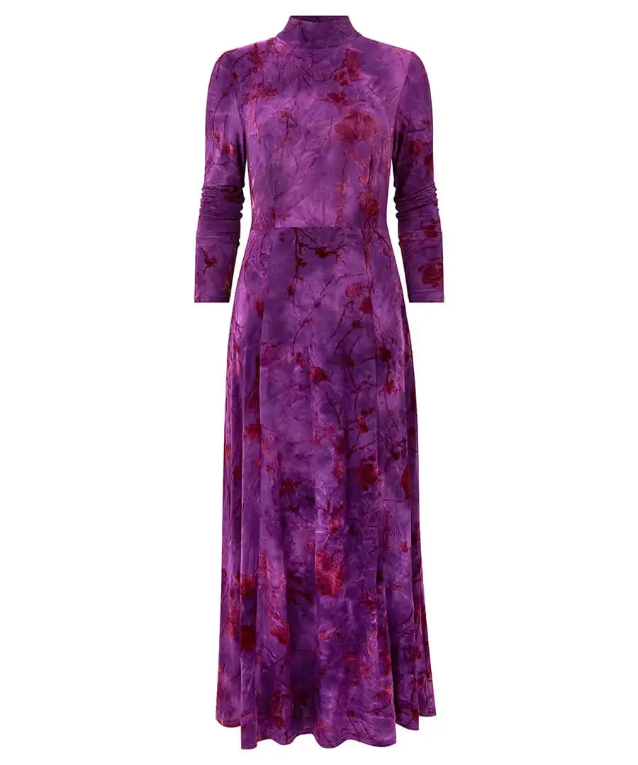 Joe Browns 10 Purple Truly Remarkable Flocked Jersey Dress