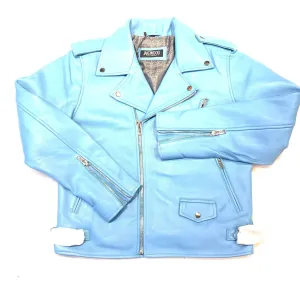 Kashani Men's Sky Blue Lambskin Biker Jacket