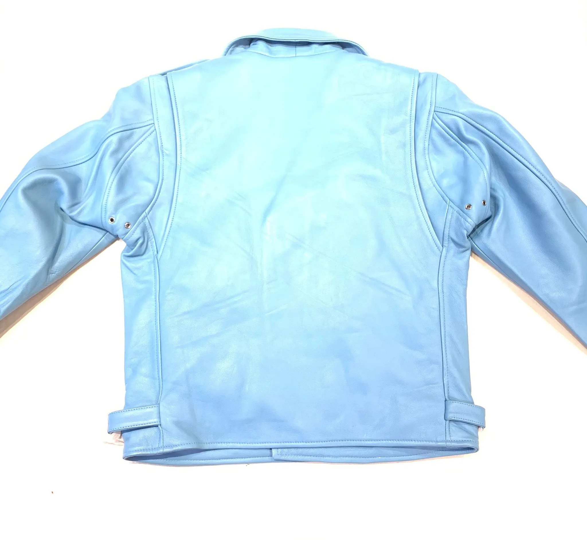 Kashani Men's Sky Blue Lambskin Biker Jacket