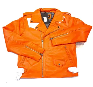 Kashani Men's Tangerine Lambskin Biker Jacket