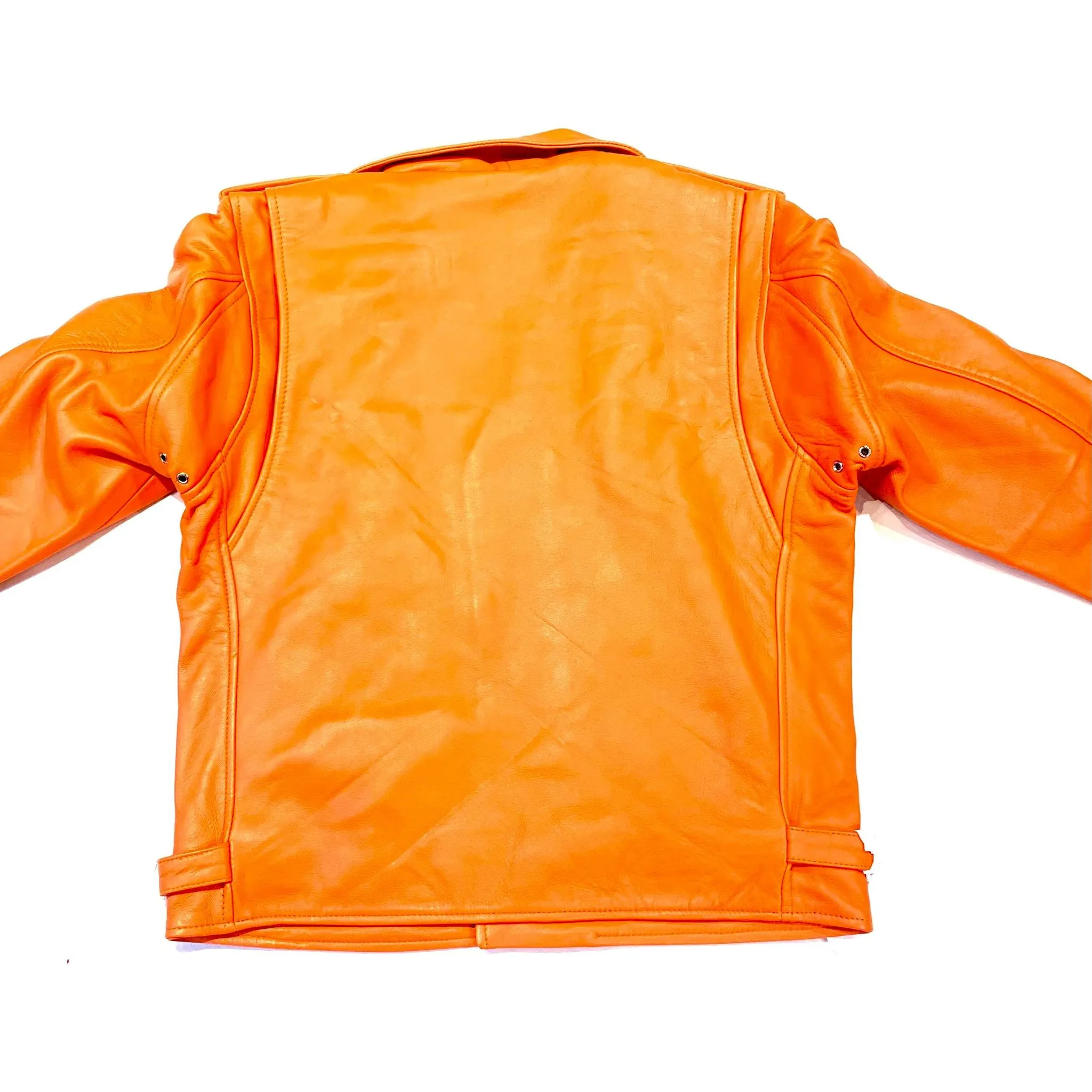 Kashani Men's Tangerine Lambskin Biker Jacket