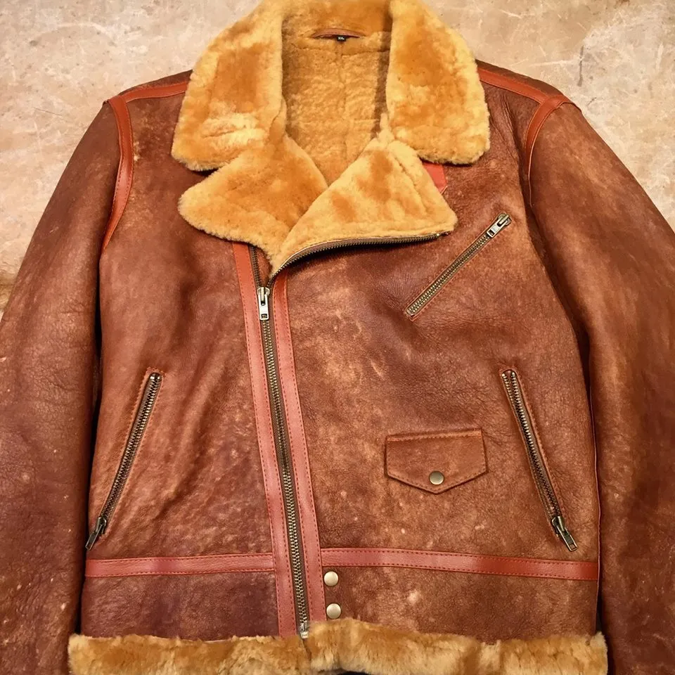 Kashani Shearling Maple Biker Jacket