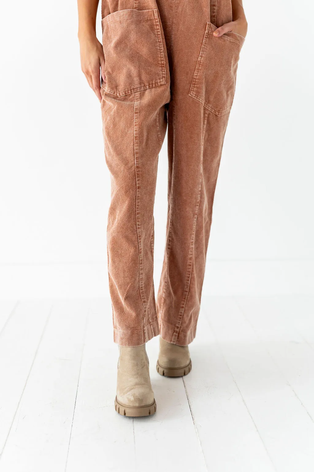 Kit Corduroy Overalls in Baked Clay