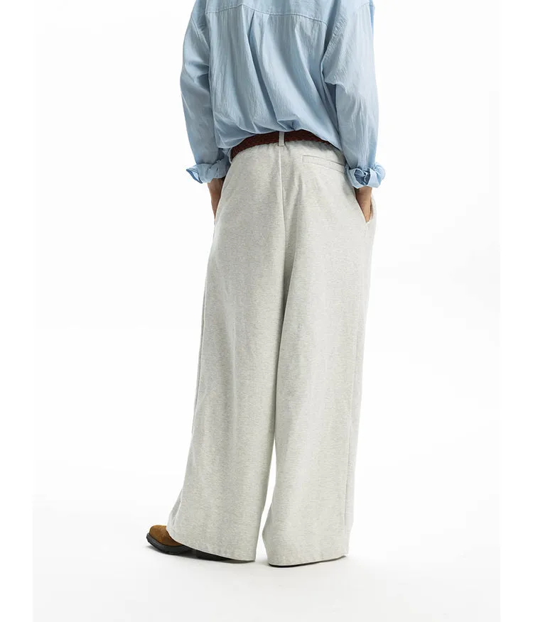 Knit wide-leg casual pants